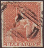 1855 (4d) Brownish Red Britannia, SG 5, Fine Used With 4 Large Margins. For More Images, Please Visit... - Barbados (...-1966)