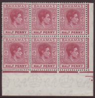 1952 ½d Brown-purple, Lower Right Marginal Block Of Six, Position 9/6 Showing Elongated "E" Flaw SG 149ec,... - Altri & Non Classificati