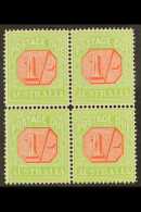 POSTAGE DUES 1912 - 1923 1s Scarlet And Pale Yellow Green, SG D85, Very Fine Mint Block Of 4. For More Images,... - Altri & Non Classificati