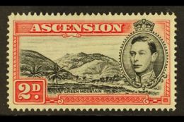 1949 2d Black And Scarlet, Perf 14, Showing Variety "Mountaineer Flaw", SG 41ca, Very Fine. Scarce. For More... - Ascensione