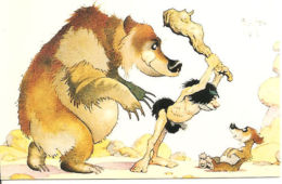 CARD COMIC IMAGES FRAZETTA 31 BEAR WATCHING CAVEMAN THREATEN CLUB 1993 - Other & Unclassified