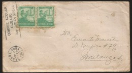 E)1947 CUBA, CIBONEY INDIAN AND CIGAR, SC 356 A96, STRIP OF 2, CIRCULATED COVER TO MATANZAS, XF - Lettres & Documents