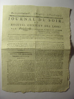 JOURNAL DU SOIR Du 18 AVRIL 1797 - IMPORTATION ET PRIX DU SUCRE - ASSASSINAT REPRESENTANT DU PEUPLE SIEYES NE A FREJUS - Décrets & Lois