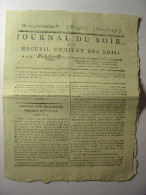 JOURNAL DU SOIR Du 18 AVRIL 1797 - IMPORTATION ET PRIX DU SUCRE - ASSASSINAT REPRESENTANT DU PEUPLE SIEYES NE A FREJUS - Decreti & Leggi