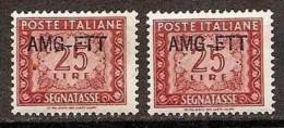 1949 Italia Italy Trieste A SEGNATASSE  POSTAGE DUE 25 Lire Rosso (x2) MNH** - Postage Due