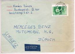 Hungria, 1958, For Zurich - Storia Postale