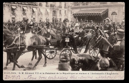 CPA PRÉCURSEUR- FRANCE- RECEPTION DES SOUVERAINS ÉTRANGERS A PARIS- EDOUARD VII ET PRESIDENT LOUBET- ATTELAGE GROS PLAN - Réceptions