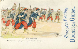 CPA (militaria Humoristique) EN MARCHE (illustrateur Guillaume)pub Biscuits Nantais Ducasse Et Guibal - Guillaume