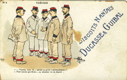CPA (militaria Humoristique)  THEORIE  (illustrateur Guillaume)pub Biscuits Nantais Ducasse Et Guibal - Guillaume