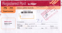 Australia 2016 Registered Domestic Envelope Recieved In Damaged And/or Torn Condition - Brieven En Documenten