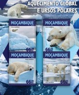 Mozambico 2016, Clobal Warming Polar Bears, 4val In BF - Faune Arctique