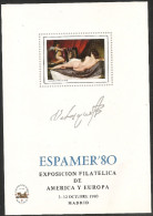 1980-HOJA RECUERDO ED. 88 -EXPOSICIÓN FILATÉLICA ESPAMER ' 80-LA VENUS DEL ESPEJO DE VELÁZQUEZ  TIRADA 6854- - Variedades & Curiosidades