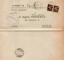 1945 LETTERA CON ANNULLO VIGONOVO  + DOLO VENEZIA - Luchtpost
