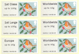 Great Britain 2012 Post & Go Robin MA12  Set Of 6 - Post & Go (distributeurs)