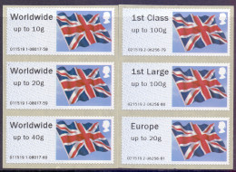 Great Britain 2012 Post & Go Union Flag Set Of 6 - Post & Go Stamps