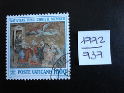Vatican - Année 1992 - Noël - 1000 Lires - Y.T. 939 - Oblitéré - Used - Gestempeld - Oblitérés