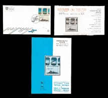 E)1986 ISRAEL, BEN GURION AIRPORT, 50TH ANNIV. TERMINAL FROM AIRCRAFT, FDC, FDB, SET - Collections, Lots & Séries