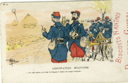 CPA(militaria Humoristique)  AEROSTATION MILITAIRE   (illustrateur Guillaume)( Pub Biscuits Nantais Ducasse Et Guibal) - Guillaume