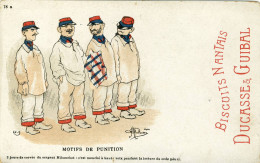 CPA(militaria Humoristique)   MOTIFS DE PUNITION (illustrateur Guillaume)( Pub Biscuits Nantais Ducasse Et Guibal) - Guillaume