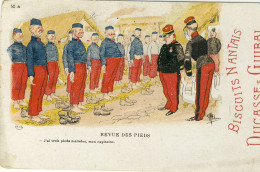 CPA(militaria Humoristique)  REVUE DES PIEDS (illustrateur Guillaume)( Pub Biscuits Nantais Ducasse Et Guibal) - Guillaume
