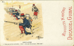 CPA(militaria Humoristique)  SIMULACRE (illustrateur Guillaume)( Pub Biscuits Nantais Ducasse Et Guibal) - Guillaume