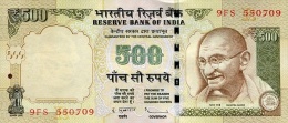 India (RBI) 500 Rupees 2013 W/O Plate Letter UNC Cat No. P-106 / IN290c - Inde
