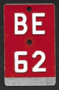 Velonummer Bern BE 62 - Plaques D'immatriculation