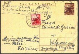 ITALIA - AMG VG  CARTOLINA POSTALE - GORICIA To CROATIA - 1947 - Storia Postale