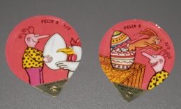 LOT DE 2 OPERCULES  CREME A CAFÉ / KAFFEERAHMDECKEL  -- SERIE FELIX - Milk Tops (Milk Lids)