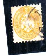 ANTICHI STATI ITALIANI ASI LOMBARDO VENETO 1864 STEMMA DENT. 9 1/2 SOLDI 2 GIALLO USED ANNULLATO OBLITERE´ - Lombardo-Vénétie