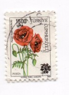 F01580 - Francobollo Stamp - TURKIYE - Turchia Papavero Fiore Flower - Usados