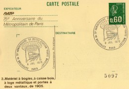 TB 2010 - Entier Postal - CPA -  RATP - Exposition Du 75 E Anniversaire Du Métropolitain De PARIS - AK Mit Aufdruck (vor 1995)