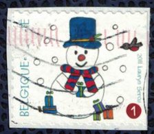 Belgique 2011 Oblitéré Used Snowman Noël Bonhomme De Neige Sur Fragment - Used Stamps