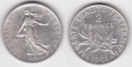2 FRANCS SEMEUSE 1901 En ARGENT  (voir Scan) - I. 2 Francs