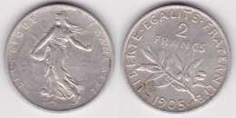 2 FRANCS SEMEUSE 1905 En ARGENT  (voir Scan) - I. 2 Francs