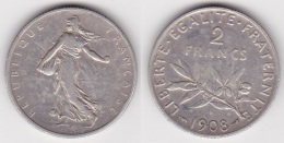 2 FRANCS SEMEUSE 1908 En ARGENT (voir Scan) - I. 2 Francs