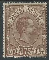 1884-86 REGNO PACCHI POSTALI 1,75 LIRE MH * - G234-5 - Postal Parcels