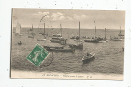 Cp , Sports , Voile , Régates Avant Le Départ , Voiliers , Bateaux , 33 , ARCACHON , Voyagée 1914 - Vela