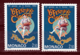 Monaco 1810 Le Cirque  Variété Inscriptions Jaunes Et Orange Neuf ** TB  MNH Sin Charnela - Abarten