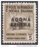 Republica Sociale Italiana  Emissini C.L.N. Sovrastampato  ARONA LIBERA - National Liberation Committee (CLN)