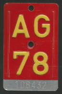 Velonummer Aargau AG 78 - Plaques D'immatriculation