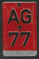 Velonummer Aargau AG 77 - Nummerplaten