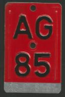 Velonummer Aargau AG 85 - Plaques D'immatriculation