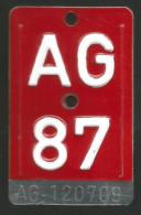 Velonummer Aargau AG 87 - Plaques D'immatriculation