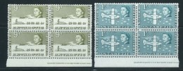 British Antarctic Territory 1963 QEII  9d Sled & 1/- Plane Definitives Part Imprint Blocks Of 4 MNH - Neufs