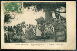 COTE D´IVOIRE - N° 24 / CPA , TYPES INDIGENES DE LA REGION DE KOROKO , OBL. DE 1908, POUR LA FRANCE - TB - Storia Postale