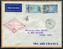 COTE D´IVOIRE - N° 76 + HAUTE VOLTA N° 36 / LETTRE AVION D'ABIDJAN LE 6/3/1937 , 1er VOL AÉROMARITIME AOF - SUP - Briefe U. Dokumente