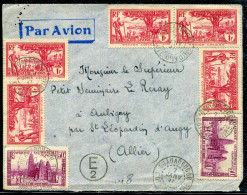 COTE D´IVOIRE - N° 120 (2) + 124A (5) / LETTRE AVION DE OUAGADOUGOU LE 7/1/1941 POUR LA FRANCE, AVEC CENSURE - TB - Covers & Documents