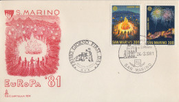 Enveloppe  FDC  1er  Jour   SAINT  MARIN   Paire    EUROPA    1981 - 1981