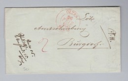 Heimat Schweiz SZ OLTEN 1850-02-26 2Kreis-Stempel Rot Brief Nach Burgdorf - 1843-1852 Correos Federales Y Cantonales